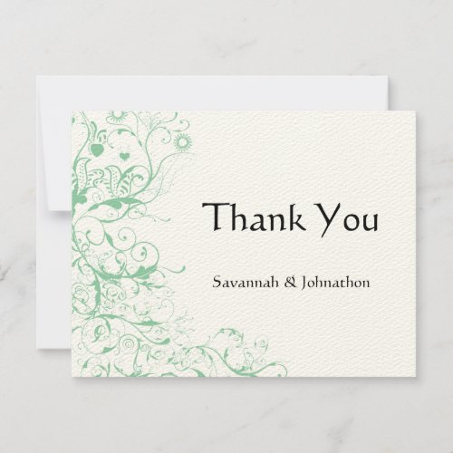 Romantic Love Bird Mint Wedding Thank You Card