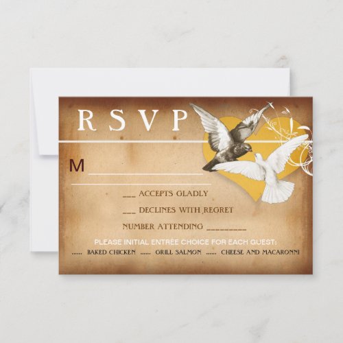 romantic love birds and heart rsvp design