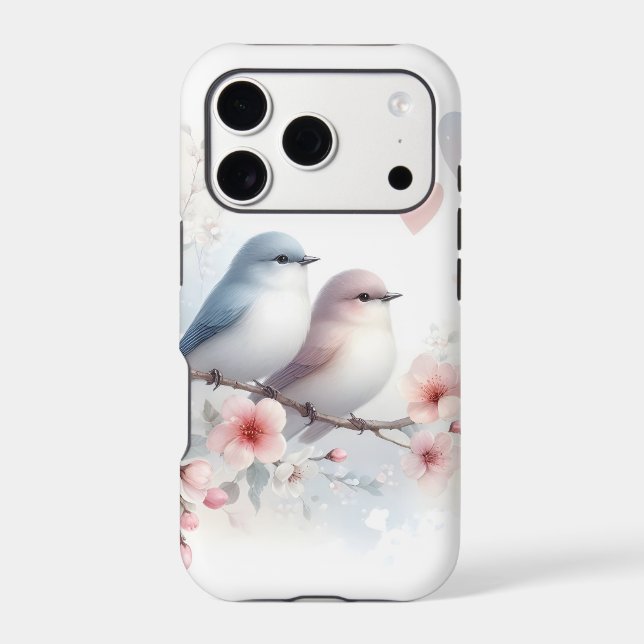 Romantic Love Birds Cherry Blossom Branch Case-Mate iPhone Case (Back)