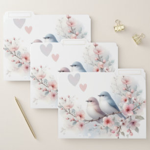 Romantic Love Birds Cherry Blossom Branch File Folder