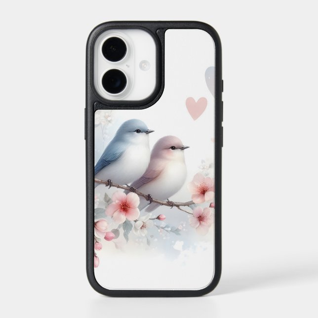 Romantic Love Birds Cherry Blossom Branch Otterbox iPhone Case (Back)