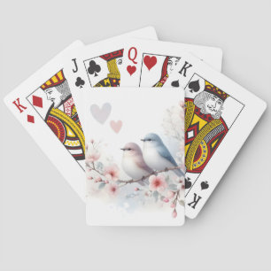 Romantic Love Birds Cherry Blossom Branch Poker Cards