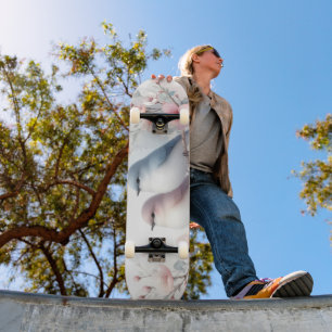 Romantic Love Birds Cherry Blossom Branch Skateboard