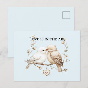 Romantic Love Birds Cloud Heart Postcard