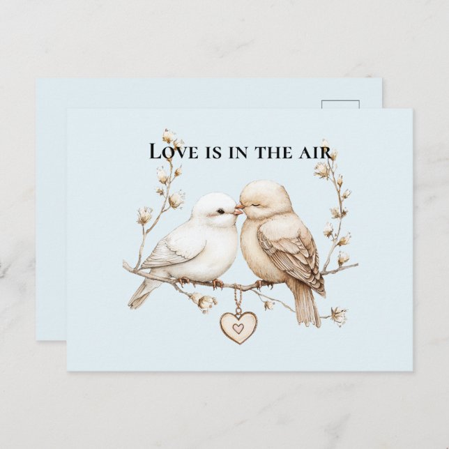 Romantic Love Birds Cloud Heart Postcard (Front/Back)