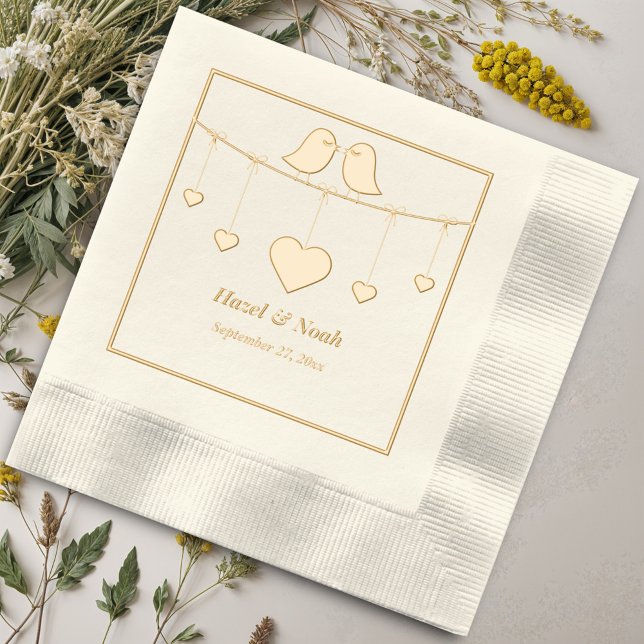 Romantic Love Birds Wedding  Foil Napkins (Creator Uploaded)
