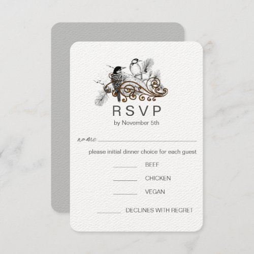 Romantic Love Birds Woodpecker Wedding RSVP Invitation