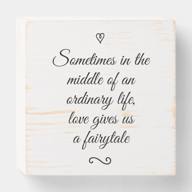 Romantic Love Calligraphy Fairy tale Wedding Wooden Box Sign (Front Horizontal)
