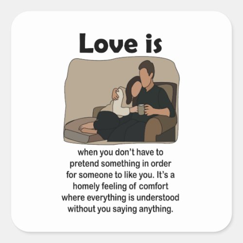 Romantic Love Couple Quote Wedding Party Square Sticker