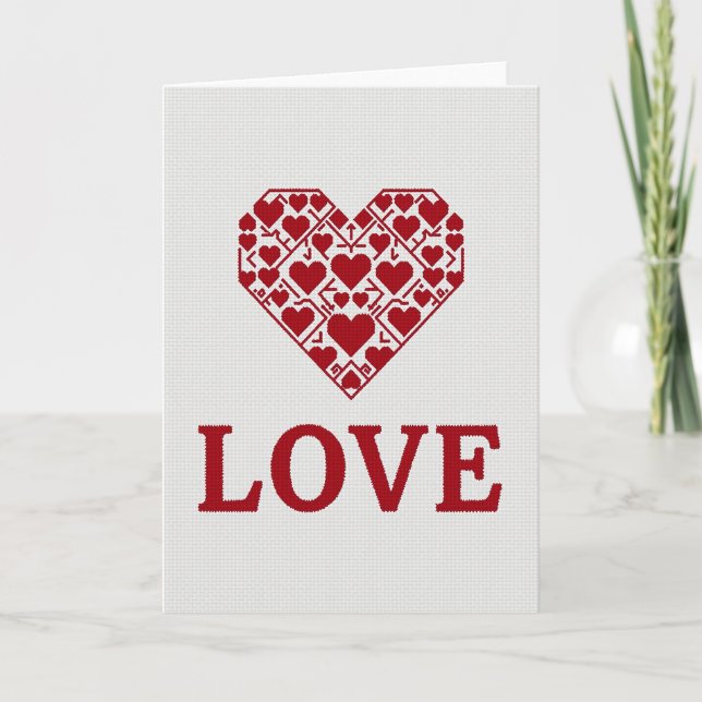 Romantic Love Cross Stitch Card (Front)
