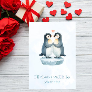 Romantic Love Cute Penguin Valentine’s Day Card