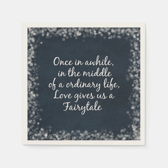 Romantic Love Fairytale Quote Paper Napkins (Front)