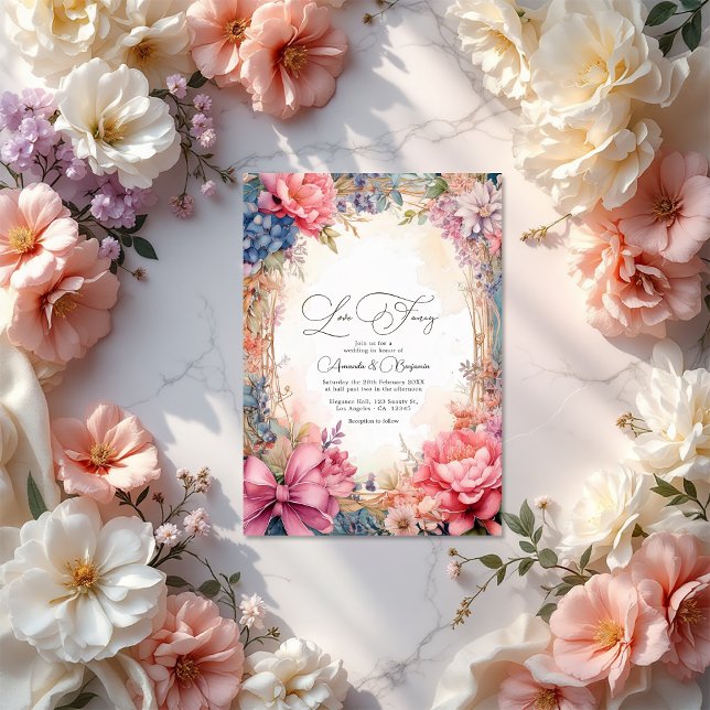 Romantic Love Fancy Floral Wedding QR Code Invitation (Romantic Love Fancy Floral Wedding QR Code Invitation)