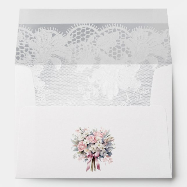 Romantic Love Fancy Lace & Floral Bridal Shower Envelope (Back (Bottom))