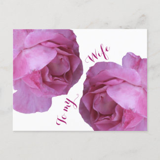 Romantic love for wife pretty pink roses floral postcard