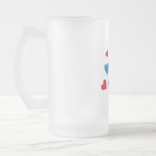 Romantic love frosted glass beer mug