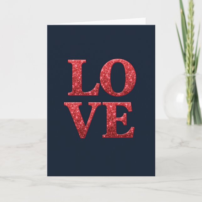 Romantic Love Glitter Card (Front)