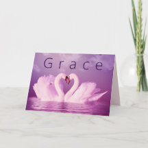 Romantic Love Grace Swans Purple Pink Personalized