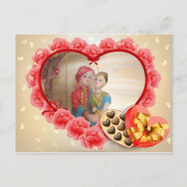 Romantic Love Heart Art Print Announcement Postcard (Front)