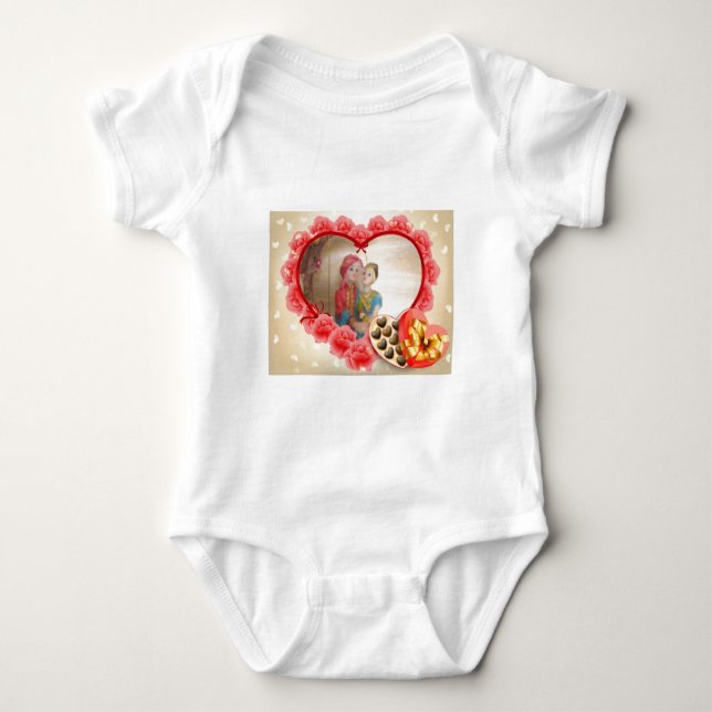 Romantic Love Heart Art Print Baby Bodysuit (Front)