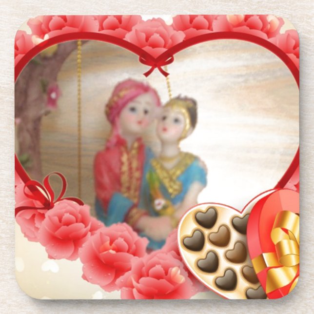 Romantic Love Heart Art Print Beverage Coaster (Front)