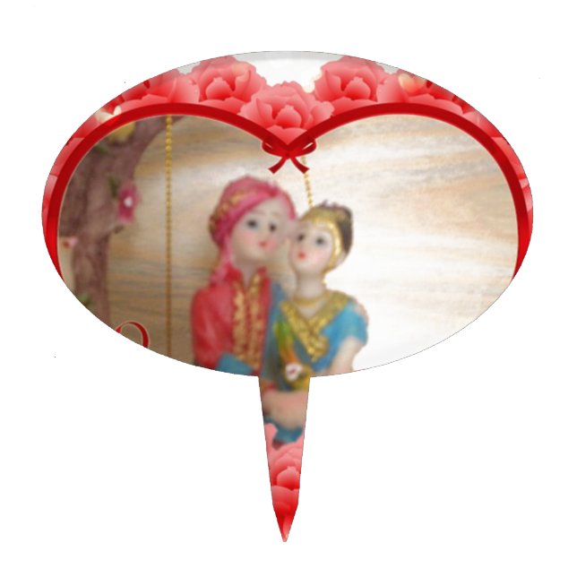 Romantic Love Heart Art Print Cake Topper (Front)