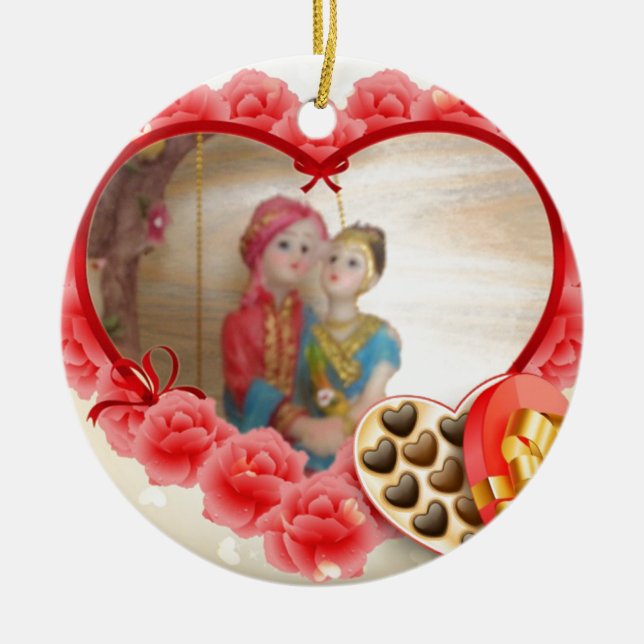 Romantic Love Heart Art Print Ceramic Ornament (Front)
