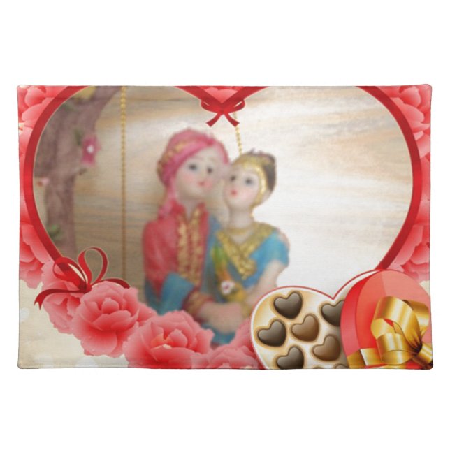 Romantic Love Heart Art Print Cloth Placemat (Front)