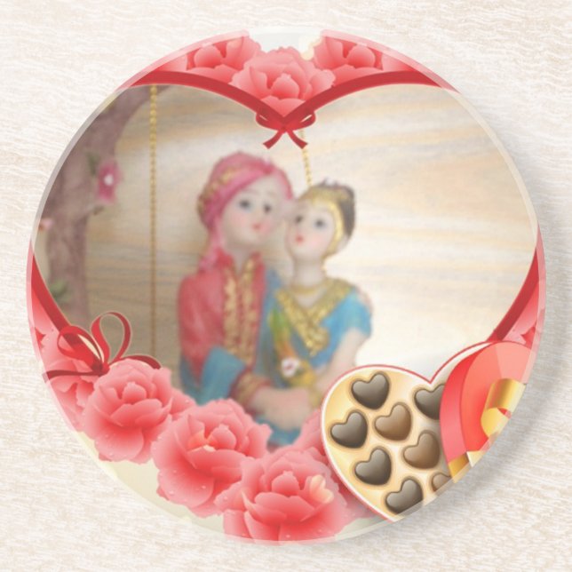 Romantic Love Heart Art Print Coaster (Front)