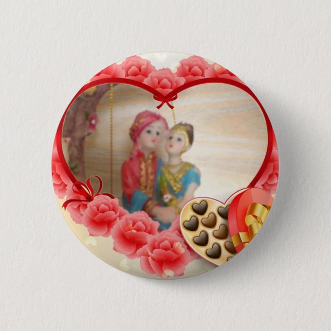 Romantic Love Heart Art Print Pinback Button (Front)