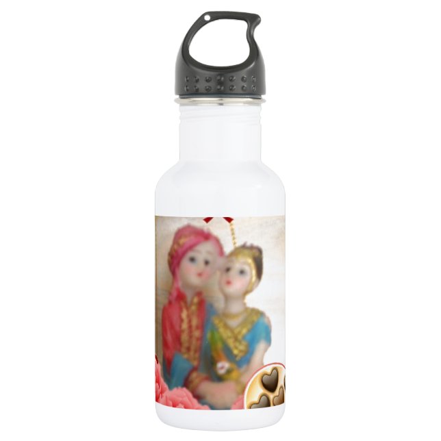Romantic Love Heart Art Print Water Bottle (Front)