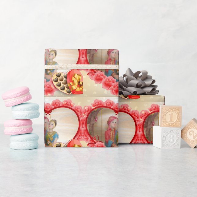 Romantic Love Heart Art Print Wrapping Paper (Baby Shower)