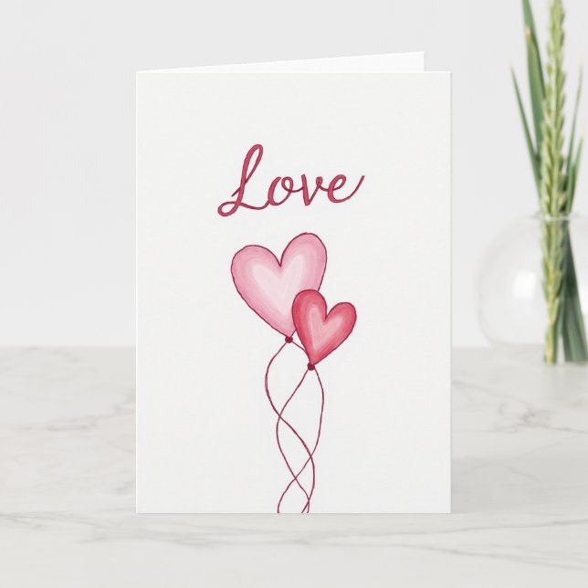 Romantic Love Heart Balloons Card (Front)