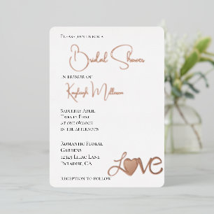 Romantic Love Heart Bridal Shower Foil Invitation
