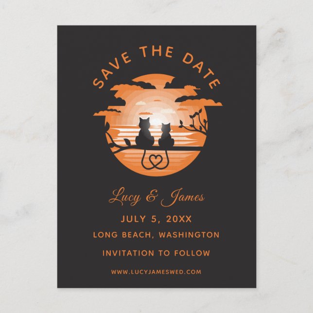 Romantic Love Heart Cats Postcard (Front)