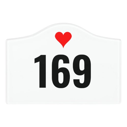 Romantic love heart hotel room number door sign