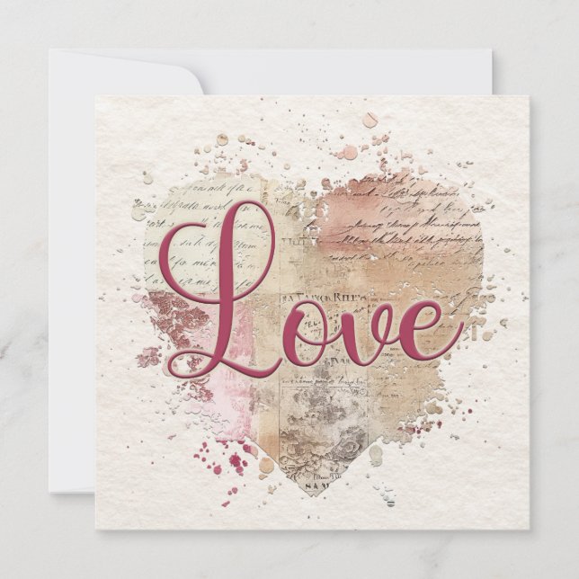 Romantic Love Heart Note Card (Front)