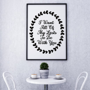 Romantic Love Heart Poem Quotes Typography Art  Poster