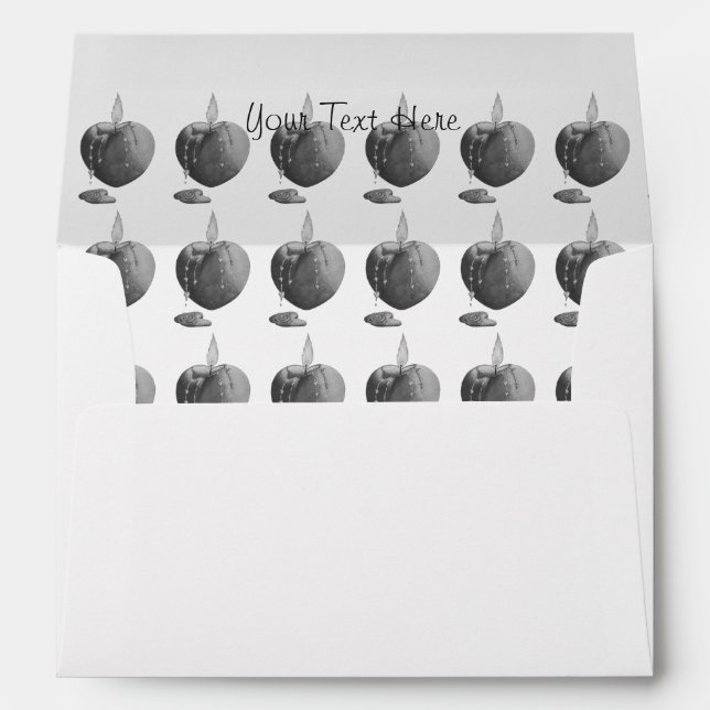 romantic love heart shaped candle wedding design envelope (Back (Bottom))