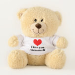 Romantic love heart teddy bear with custom message<br><div class="desc">Romantic love heart teddy bear with custom message. Cute stuffed animal bear with little white t shirt. Add your own logo, text or thank you message. Red love icon design with modern typography template. Elegant gift idea for friends, family, children, kids, co worker, office worker, employee, business staff, personnel, boss,...</div>