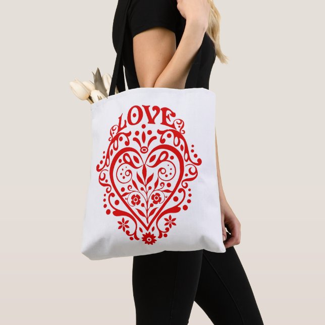 Romantic Love Heart Tote Bag (Close Up)