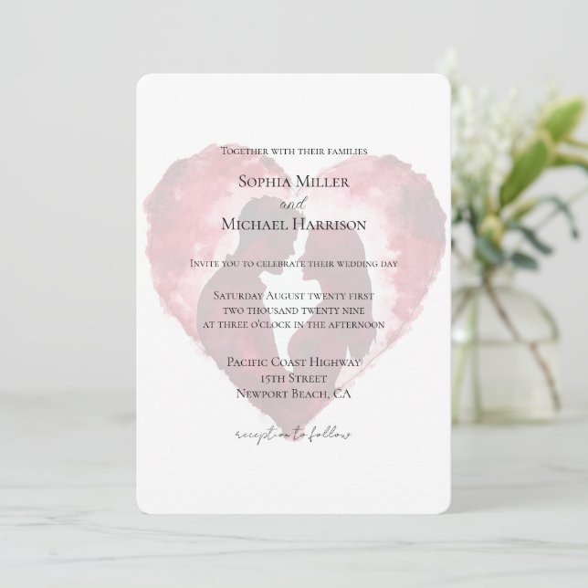 Romantic Love Heart Wedding Invitation (Standing Front)