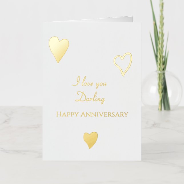 Romantic Love Hearts Anniversary Foil Greeting Card (Front)