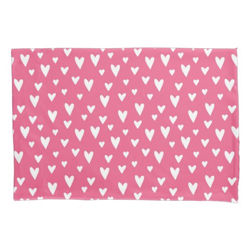 Romantic Love Hearts Pink White Girly Valentine Pillow Case