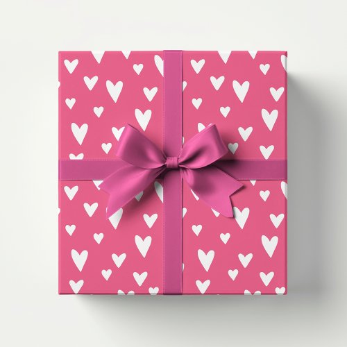 Romantic Love Hearts Pink White Girly Valentine Wrapping Paper