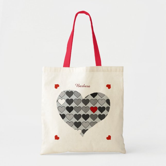 romantic love hearts red personalized tote bag (Front)