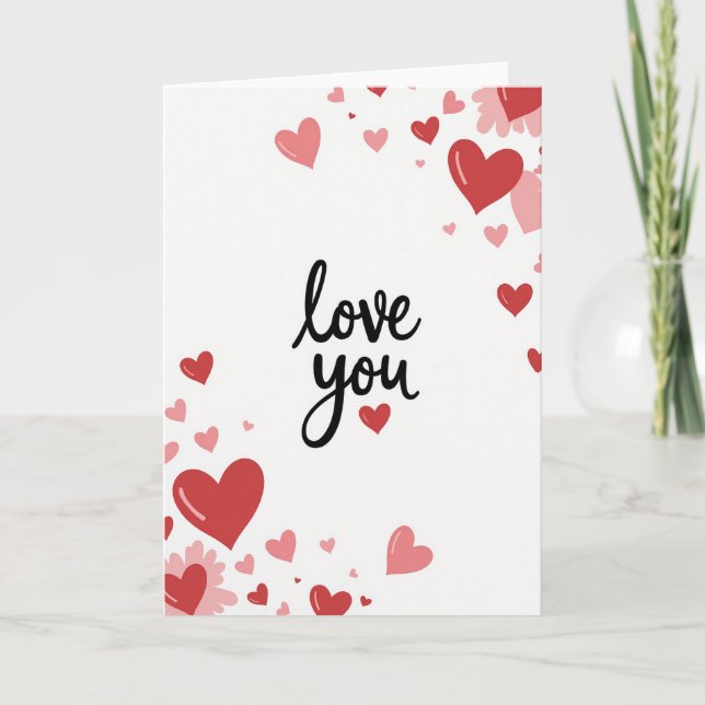 Romantic Love Hearts Shine Card (Front)