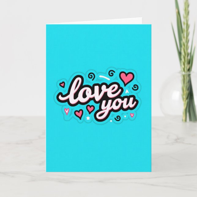 Romantic Love Hearts Swirls Card (Front)