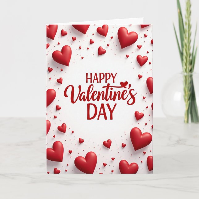 Romantic Love Hearts Valentine Card (Front)
