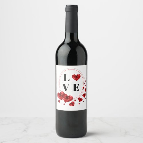 Romantic Love Hearts Wine Sparkling Wine Label